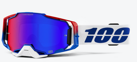 100%-ARMEGA Genesis Goggles Blue/Red Frame - HiPER Blue/Red Mirror Lens-Blue/Red-HP-50720-358-02-MotoXtreme