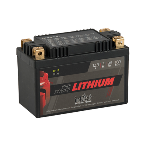 Intact-BIKE-POWER LITHIUM LIFEPO4 BATTERY LFP9 [12.8V 3.0AH 36WH]-ILLFP9-MotoXtreme