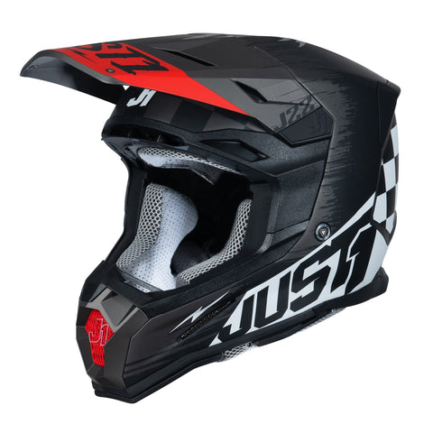 Just1-J22 Motocross Helmet Flagman-Red/Titanium Black-JUS206S-MotoXtreme