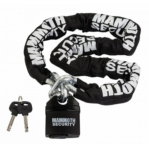 Mammoth Security-Lock And Chain 10mm x 1200mm Chain / Closed Shackle Lock-LOCMAM12-MotoXtreme