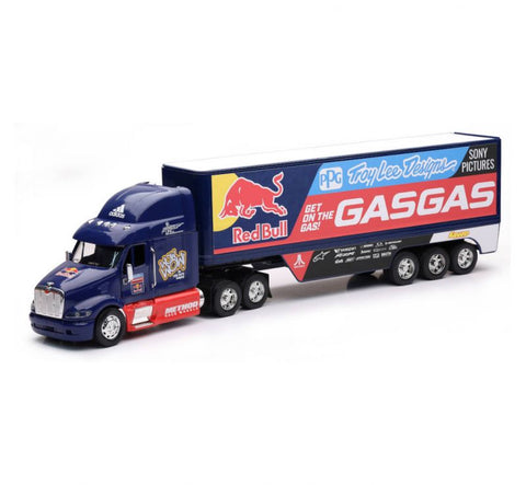 New Ray Toys-Gas Gas Peterbuilt Red Bull / Troy Lee Team Truck 1:32 Scale Model-Blue/Red-TOY.11053-MotoXtreme