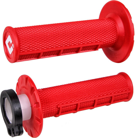 ODI-Half Waffle MX Lock-On Grip Set Red-Red-UODIROG07-MotoXtreme