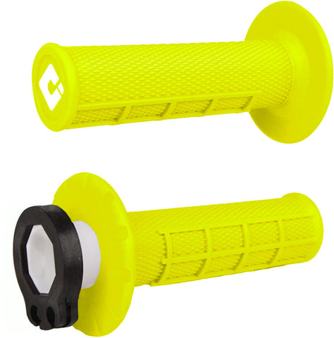 ODI-Half Waffle MX Lock-On Grip Set Flo-Yellow-Yellow-UODIROG10-MotoXtreme