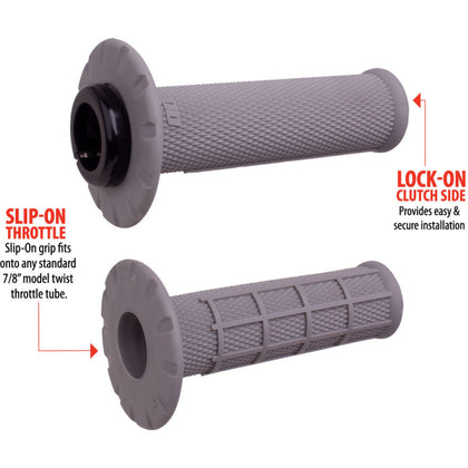 ODI-UNIVERSAL LOCK-ON GRIP SET; HALF-WAFFLE MX GREY-Grey-UODIH21UHWG-MotoXtreme
