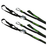 Race FX-RFX Race Series 1.0 Tie Downs With Extra Loop & Carabiner Clip-Black/Green Flou-FXTD 30000 55LE-MotoXtreme